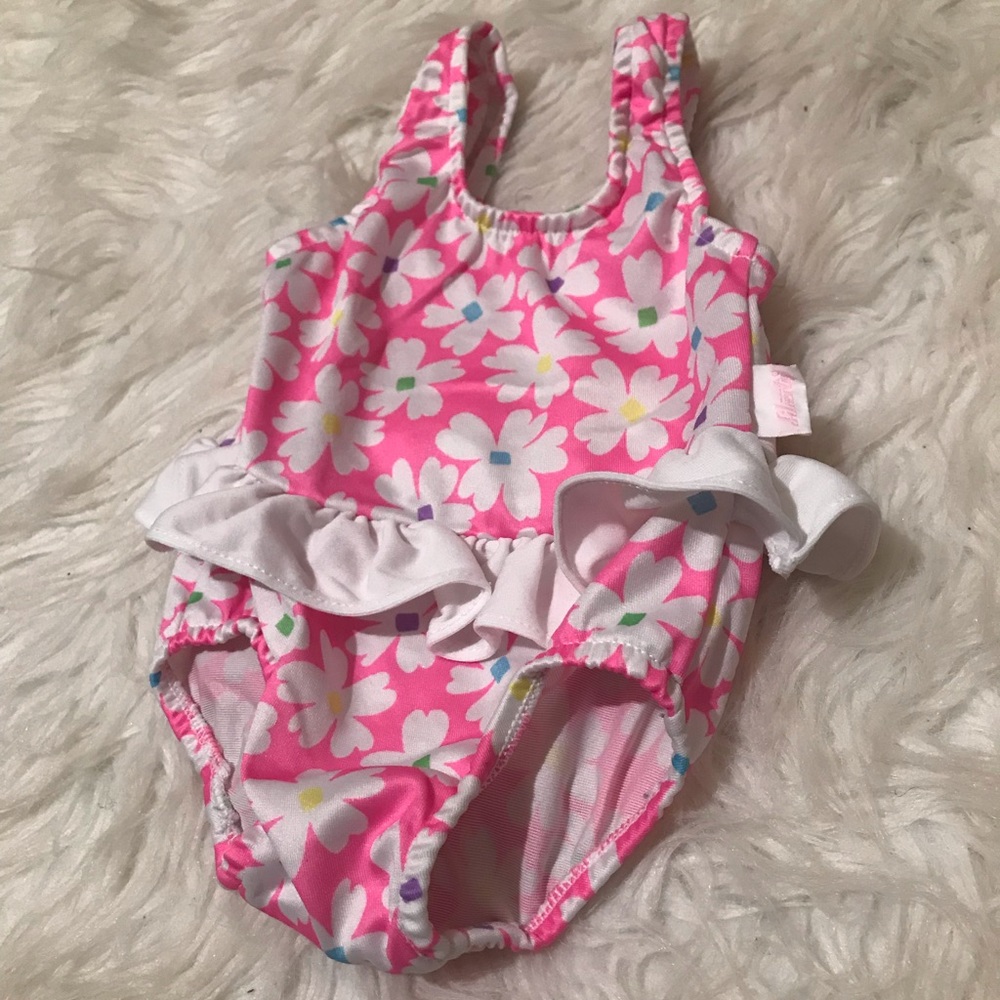 2 for $10 Pink and white flower swimsuit size 12m